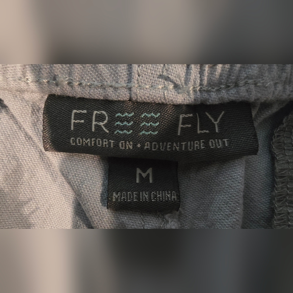 Free Fly Men's Stretch Canvas Bamboo Blend Elastic Light Blue Shorts Size Medium - Picture 6 of 8